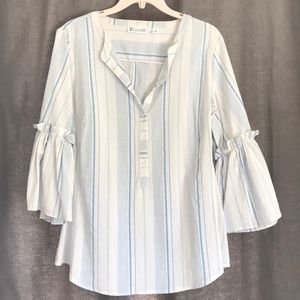 Blue and white striped blouse